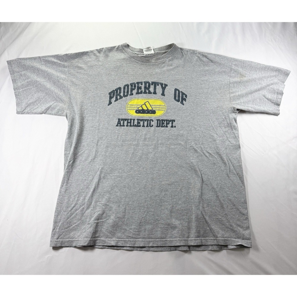 Vintage Adidas USA made athletic dept tee XL gray y2k Distressed shirt‎